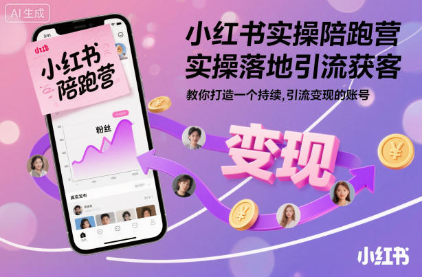 小红书实操陪跑营，实操落地引流获客，教你打造一个持续引流变现的账号-创米星球V8.1