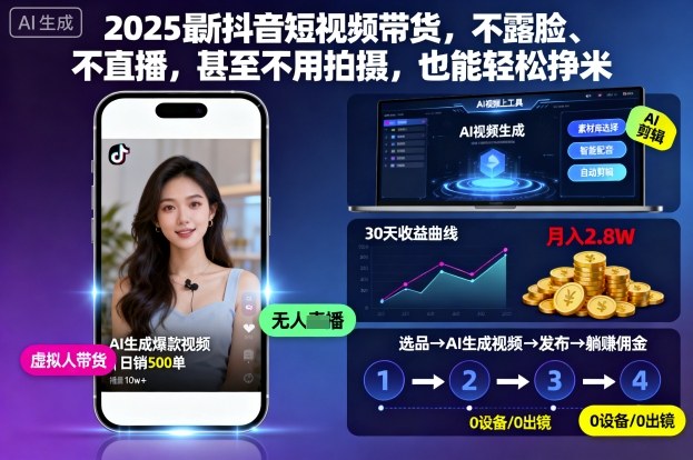 2025最新抖音短视频带货，不露脸、不直播，甚至不用拍摄，也能轻松挣米-创米星球V8.1