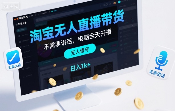 淘宝无人直播带货，不需要出镜，不需要讲话，电脑全天开播，轻松上手，日入1k+【揭秘】-创米星球V8.1