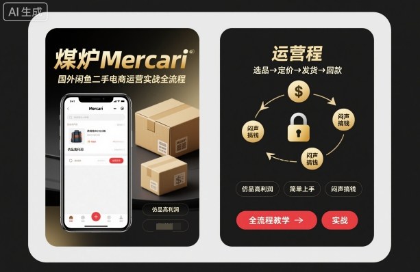 煤炉Mercari国外闲鱼二手电商运营实战全流程，仿品高利润，简单上手，闷声搞钱-创米星球V8.1