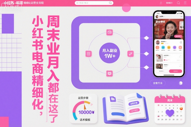 小红书电商精细化运营全流程，周末副业月入1W+，全套方法都在这了-创米星球V8.1