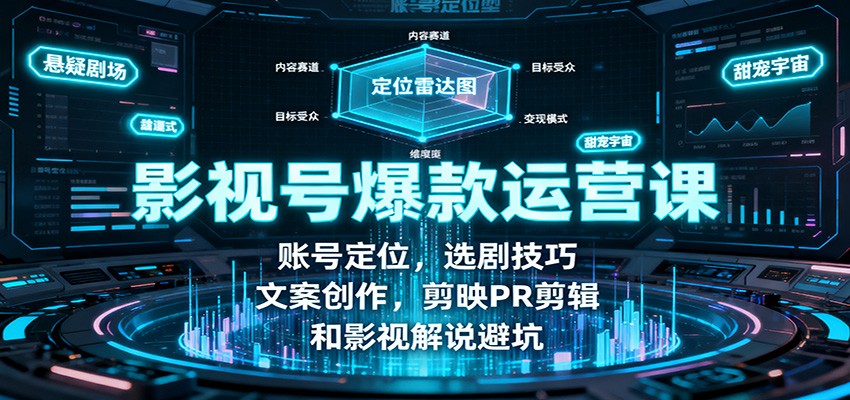影视号爆款运营课：账号定位，选剧技巧，文案创作，剪映PR剪辑和影视解说避坑-创米星球V8.1