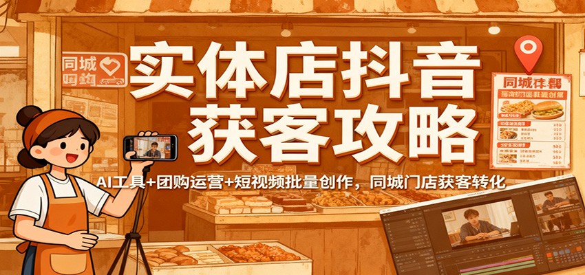 实体店抖音获客攻略：AI工具+团购运营+短视频批量创作，同城门店获客转化-创米星球V8.1