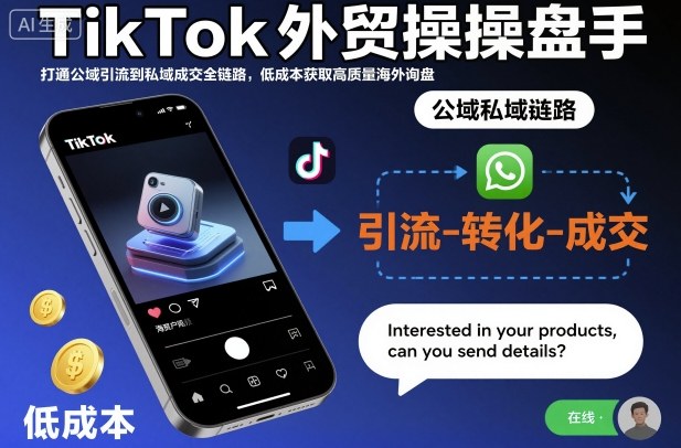 TikTok外贸操盘手，打通公域引流到私域成交全链路，低成本获取高质量海外询盘-创米星球V8.1