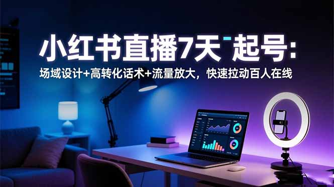 小红书直播7天起号：场域设计+高转化话术+流量放大，快速拉动百人在线-创米星球V8.1