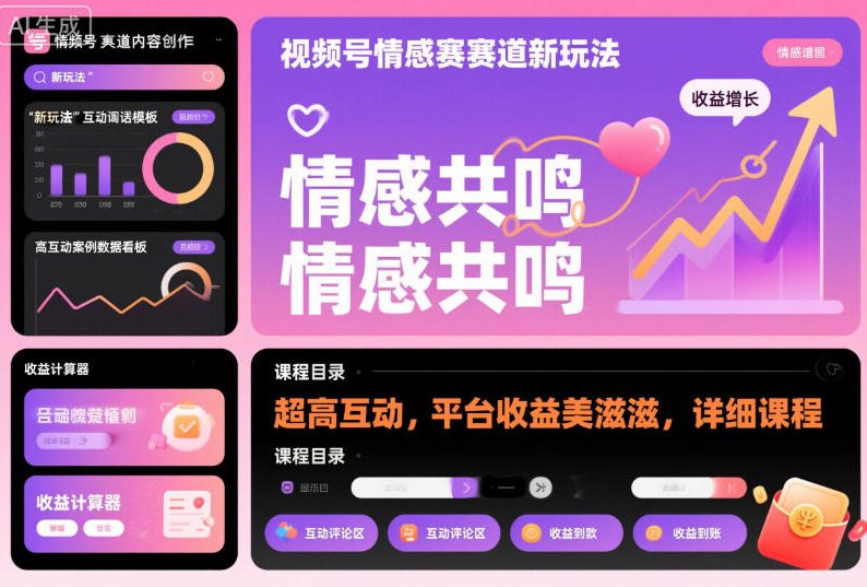 视频号情感赛道新玩法，超高互动，平台收益美滋滋，详细课程-创米星球V8.1