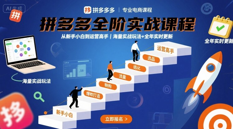 拼多多全阶实战课程，从新手小白到运营高手，海量实战玩法+全年实时更新【2025年10月更新】-创米星球V8.1