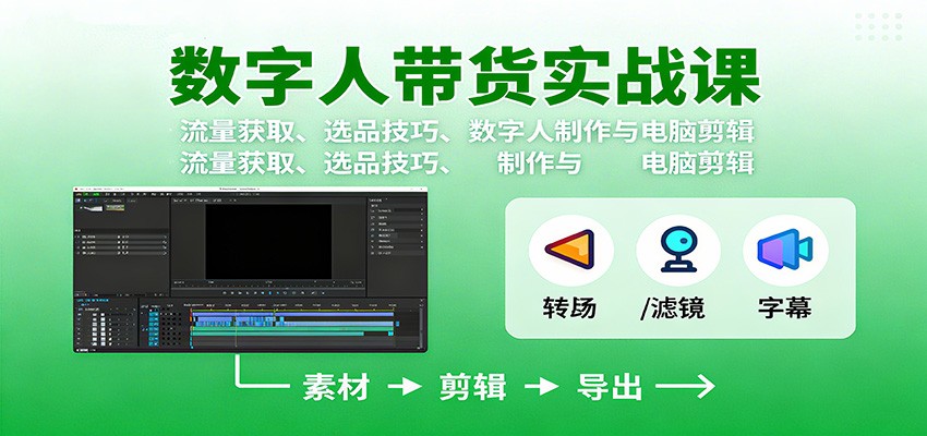 数字人变现实战课：流量获取、选品技巧、数字人制作与电脑剪辑-创米星球V8.1
