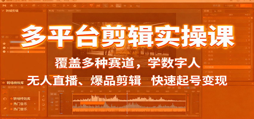 多平台剪辑实操课：覆盖多种赛道，学数字人、无人直播、爆品剪辑，快速起号变现-创米星球V8.1
