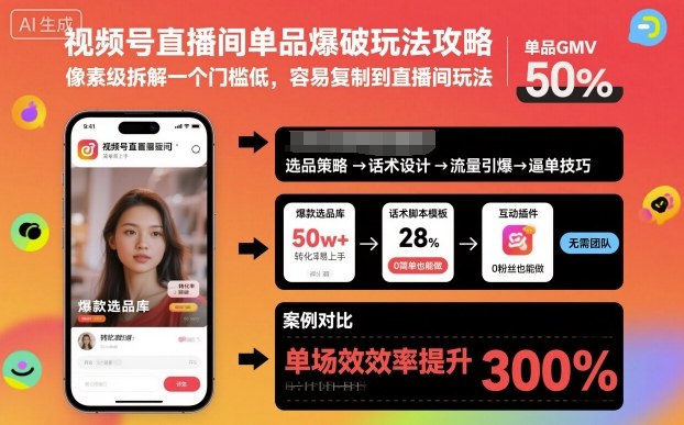 视频号直播间单品爆破玩法攻略，像素级拆解一个门槛低，容易复制到直播间玩法-创米星球V8.1