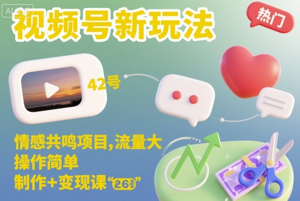 视频号新玩法，情感共鸣项目，流量大，操作简单，制作+变现课-创米星球V8.1