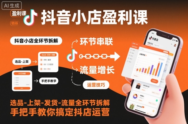 抖音小店盈利课-选品-上架-发货-流量全环节拆解，手把手教你搞定抖店运营-创米星球V8.1