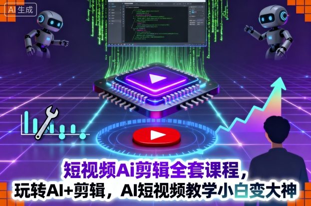 短视频Ai剪辑全套课程，玩转AI+剪辑，AI短视频教学小白变大神-创米星球V8.1