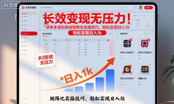 长效变现无压力！拼多多虚拟类目矩阵化实操技巧，轻松实现日入1k【揭秘】-创米星球V8.1