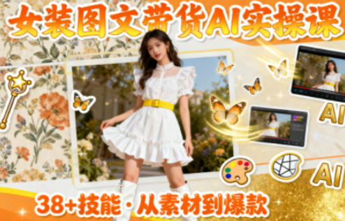 女装图文带货的AI实操课，覆盖38个实用技能，快速提升素材制作效率-创米星球V8.1