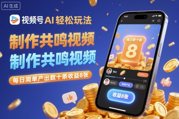视频号AI轻松玩法,制作共鸣视频,每日简单产出数十条收益8张-创米星球V8.1